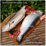 Salmon BONE-IN Atlantic Chile frozen LARGE SIZE whole fish head-on +/- 5 kg/pc length 27" 75cm (price/kg)